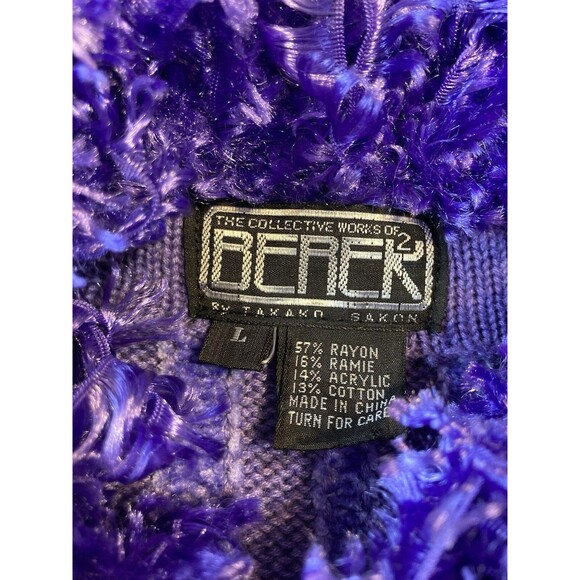 Berek Vintage Sweater Cardigan Purple Frill Y2K Clueless Preppy Unique Sz L - Picture 4 of 8